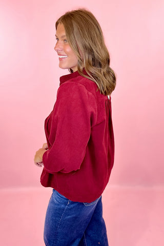 Corduroy Top Burgundy