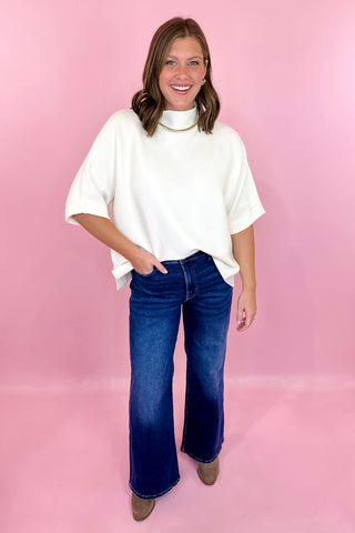 cream short sleeve sweater