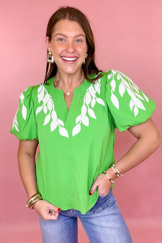 Green embroidered top