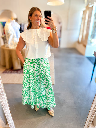 Gretchen Scott Arabesque Summer Maxi Skirt Kelly Green