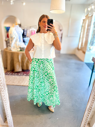 Gretchen Scott Arabesque Summer Maxi Skirt Kelly Green