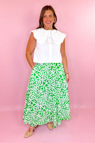 Gretchen Scott Arabesque Summer Maxi Skirt Kelly Green