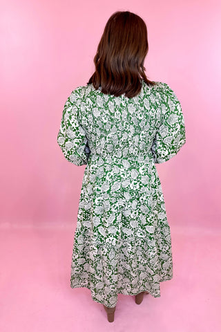 green floral midi dress