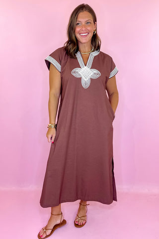 Happy To Be Midi Dress Brown