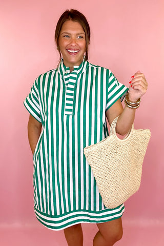Striped Mini Dress Green