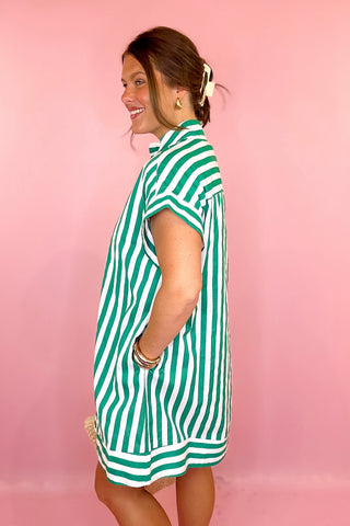Striped Mini Dress Green