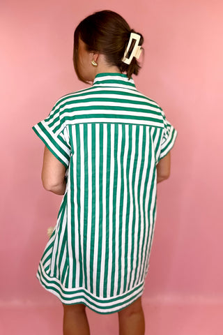 Striped Mini Dress Green