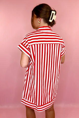 Here She Comes Striped Mini Dress Red