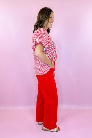High Rise Vintage Straight Leg Jean Red