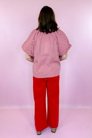 High Rise Vintage Straight Leg Jean Red
