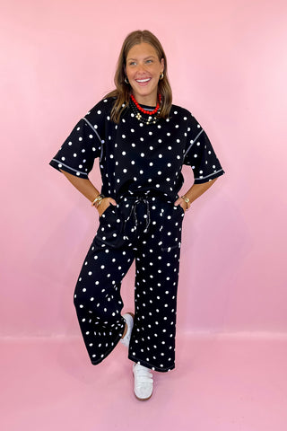 Hold You Close Polka Dot Scuba Knit Set Black