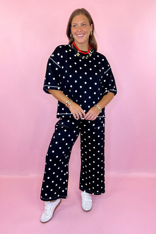 Hold You Close Polka Dot Scuba Knit Set Black