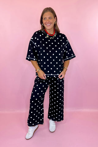 Hold You Close Polka Dot Scuba Knit Set Black