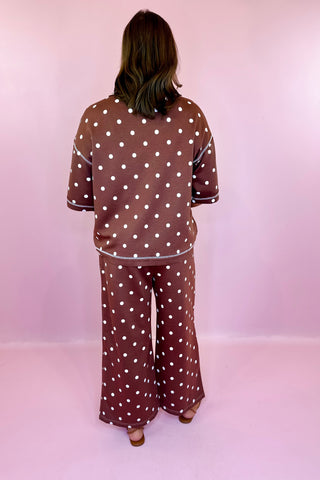 Hold You Close Polka Dot Scuba Knit Set Brown