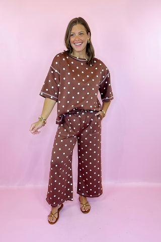 Hold You Close Polka Dot Scuba Knit Set Brown