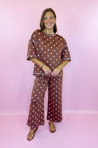 Hold You Close Polka Dot Scuba Knit Set Brown