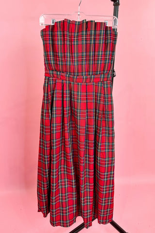 Christmas plaid midi dress