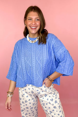 Cable Knit Short Sleeve Sweater