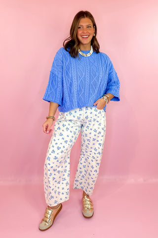 Cable Knit Short Sleeve Sweater