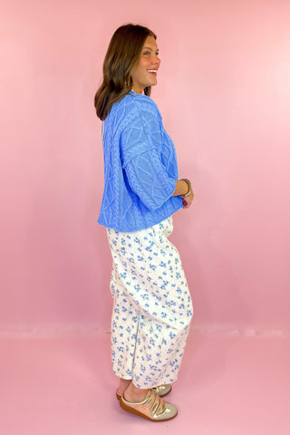 Cable Knit Short Sleeve Sweater