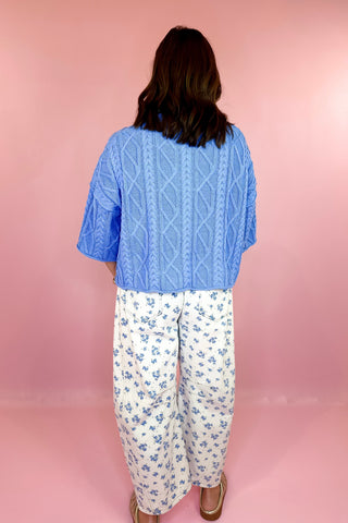 Cable Knit Short Sleeve Sweater