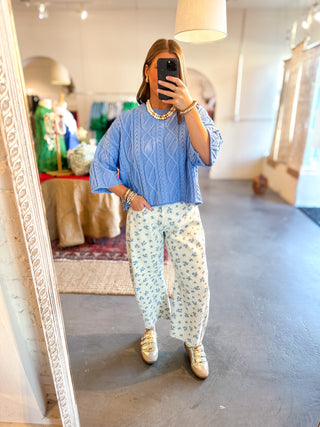 Cable Knit Short Sleeve Sweater