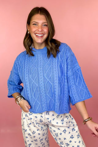 Cable Knit Short Sleeve Sweater