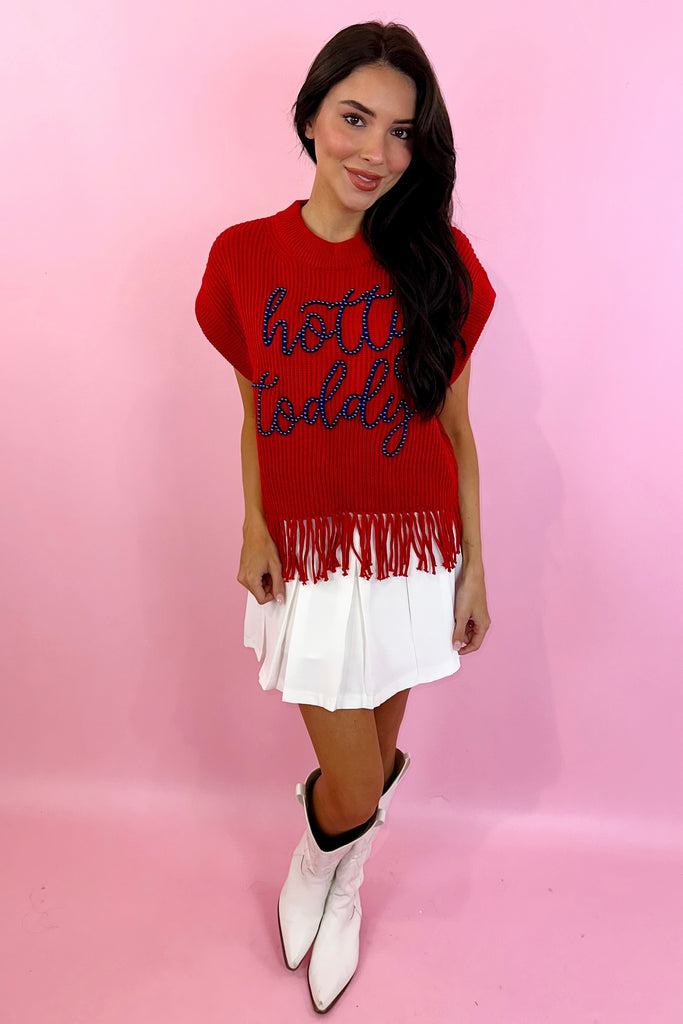 Queen Of Sparkles Ole Miss Hotty Toddy Fringe Sweater Vest