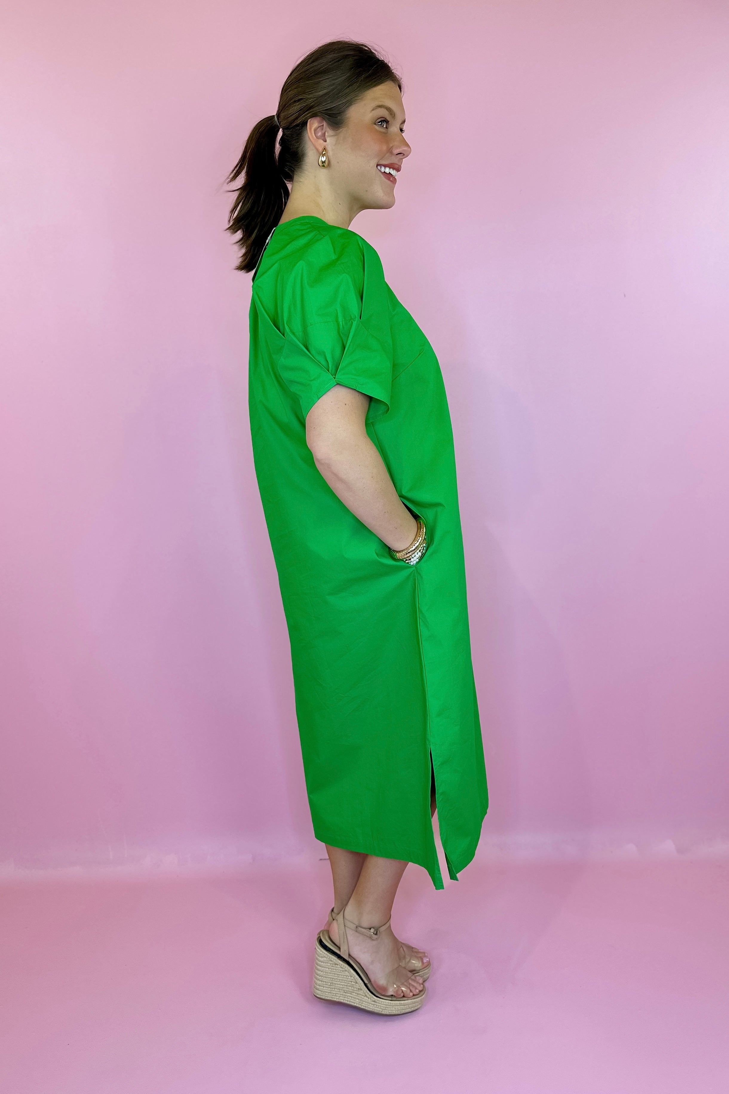 kelly green midi dress In A Good Mood Midi Dress