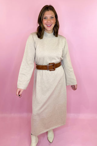 beige sweater dress
