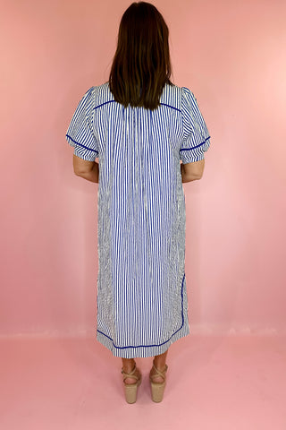 Striped Midi Dress Blue