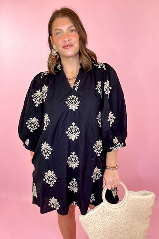 Floral Mini Dress Black