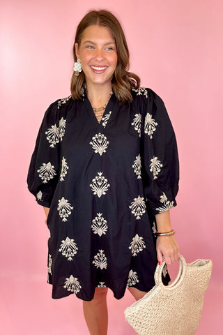 Floral Mini Dress Black