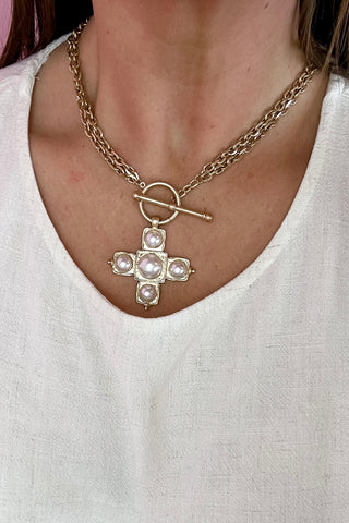 In The Light Cross Pearl Necklace