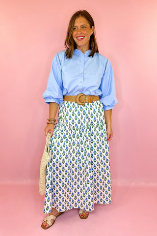 Into The Day Eyelet Top Sky Blue