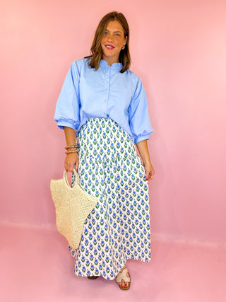 Into The Day Eyelet Top Sky Blue