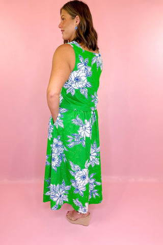 Sleeveless Floral Eyelet Skirt Set Green