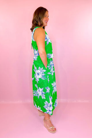 Sleeveless Floral Eyelet Skirt Set Green