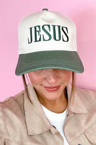 Jesus Baseball Cap - Forest Green