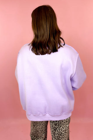 Jesus Embroidered Mock Neck Sweatshirt Lavender