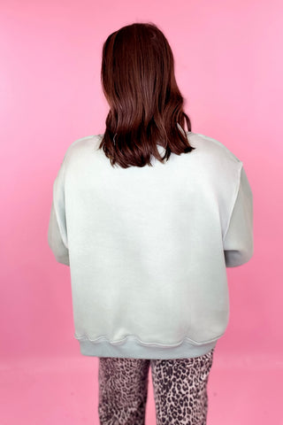 Jesus Embroidered Mock Neck Sweatshirt Sage