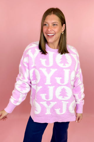 Joy 3D Pullover Holiday Sweater Pink