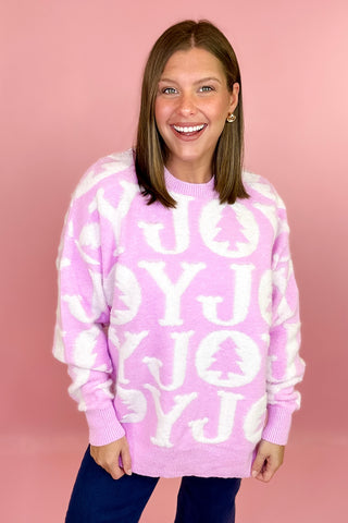 Joy 3D Pullover Holiday Sweater Pink