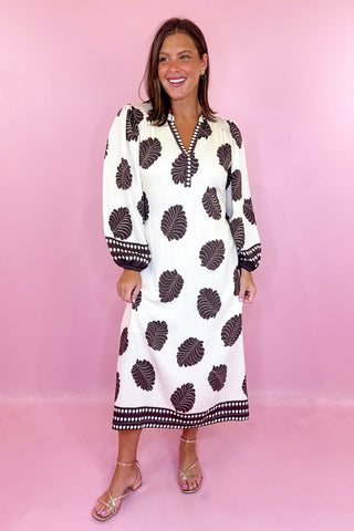 Just Around The Corner Floral Midi Dress Natural