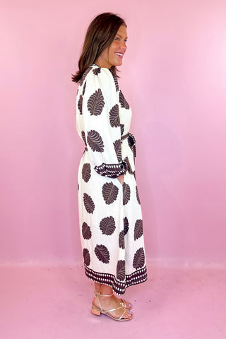 Just Around The Corner Floral Midi Dress Natural