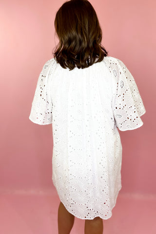 Eyelet Mini Dress Off White