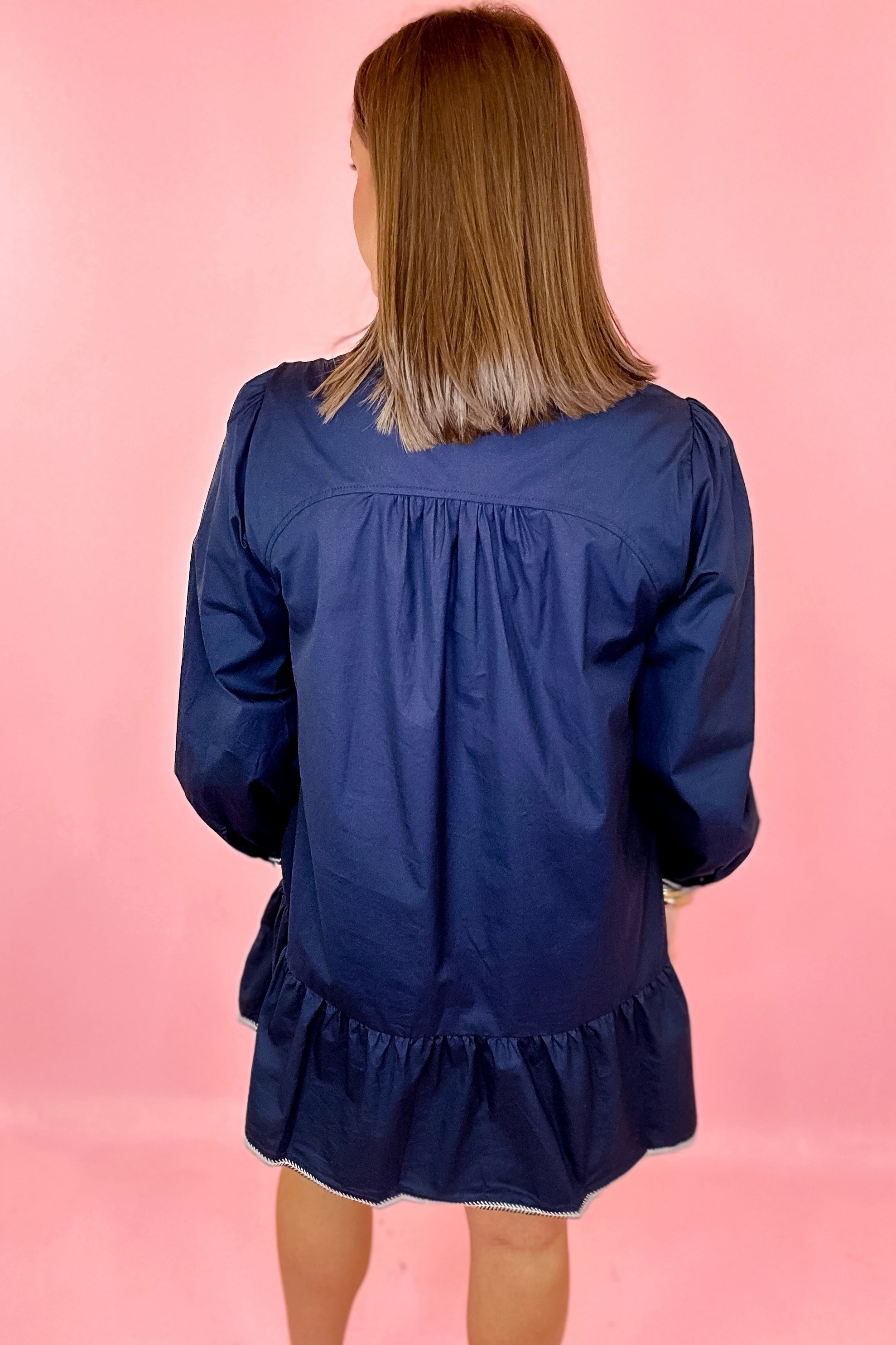 Just Go With It Ruffle Mini Dress - Navy Just Go With It Ruffle Mini Dress - Navy