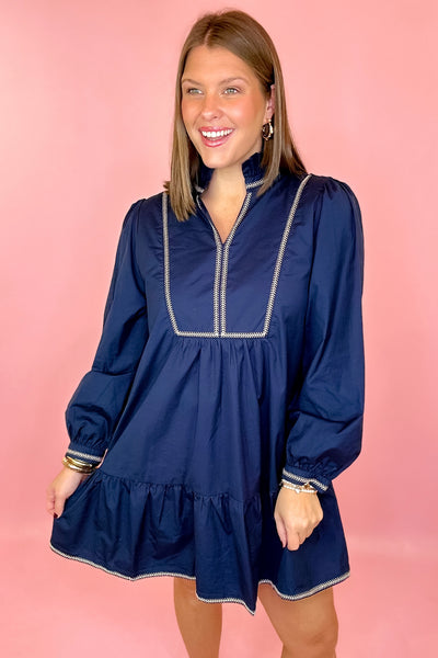navy blue ruffle mini dress Just Go With It Ruffle Mini Dress