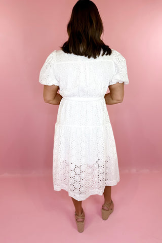 Eyelet Midi Dress White