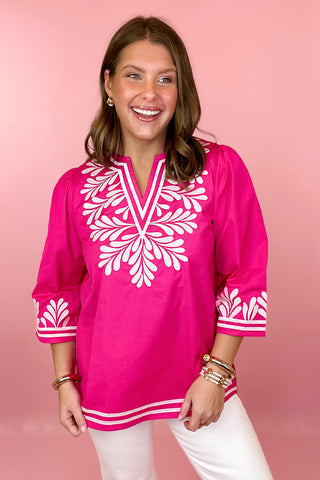 Embroidered Top Pink